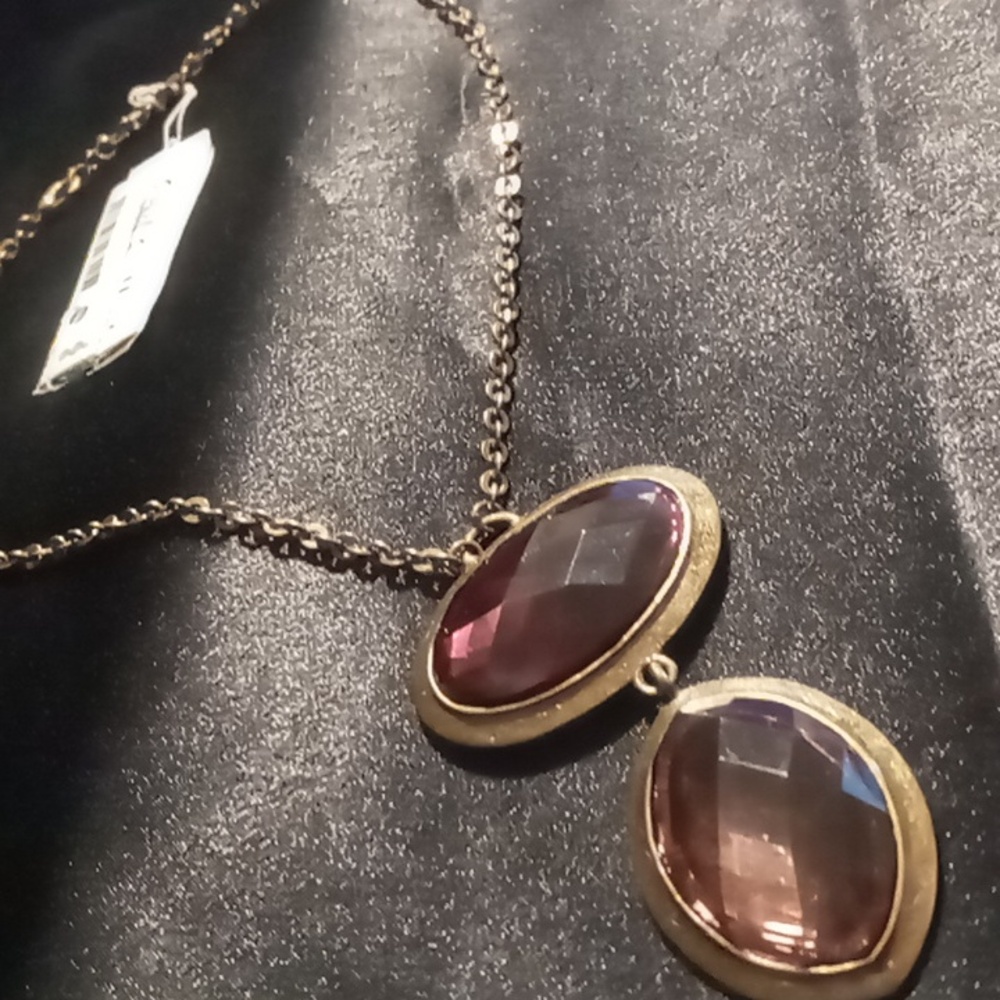 Ethel & Myrtle 16 inch collar necklace crystal cut pendant multi faceted